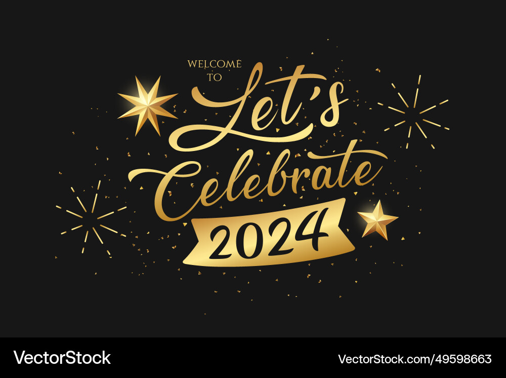 Lassen Sie 2024 neue Jahr Sterne und Feuerwerk feiern Lassen Sie 2024 neue Jahr Sterne und Feuerwerk feiern Vektorbild