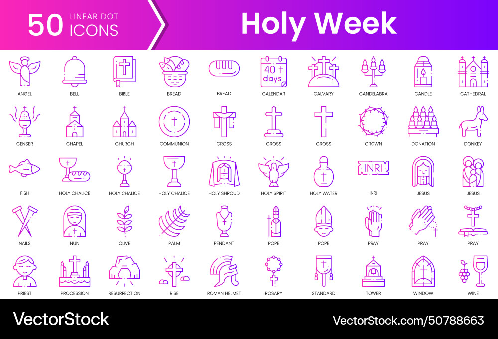Set of holy week icons gradient style icon bundle Vector Image