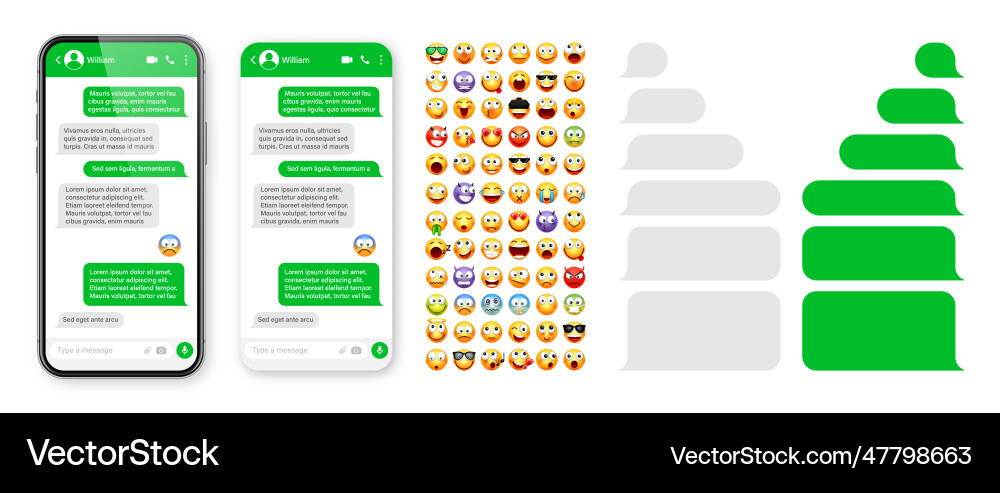 Smartphone messaging app user interface design vector image