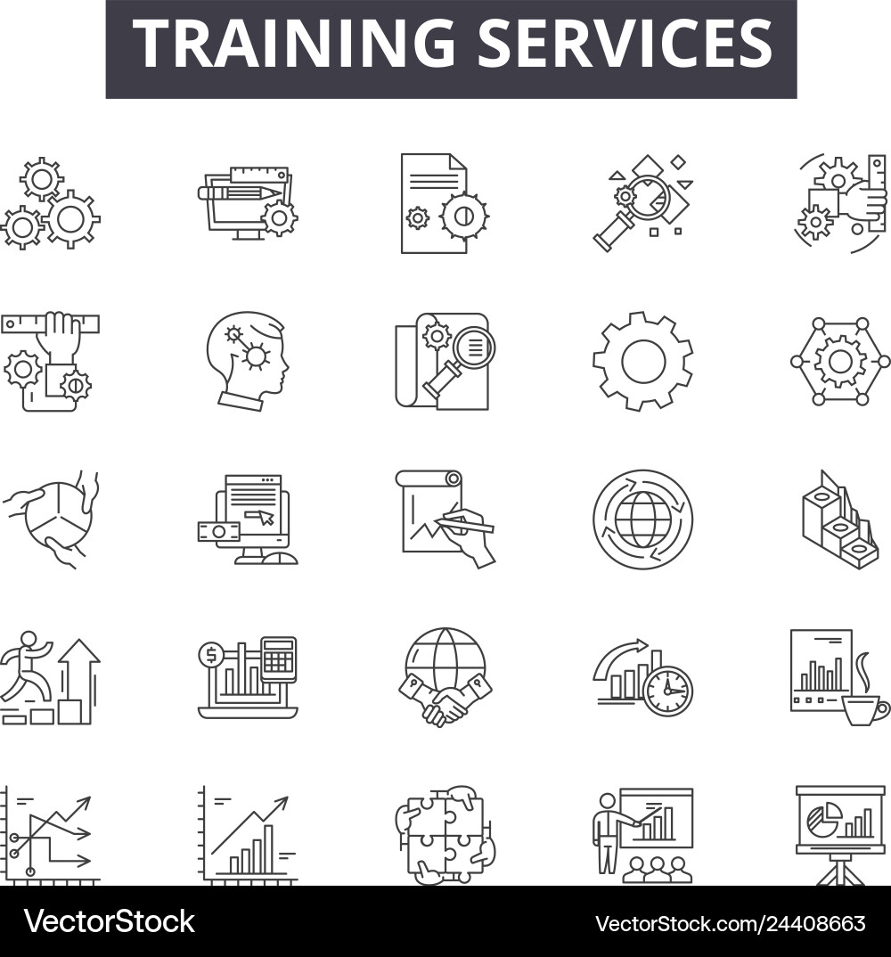 Training services line icons for web and mobile Training services line icons for web and mobile vector image
