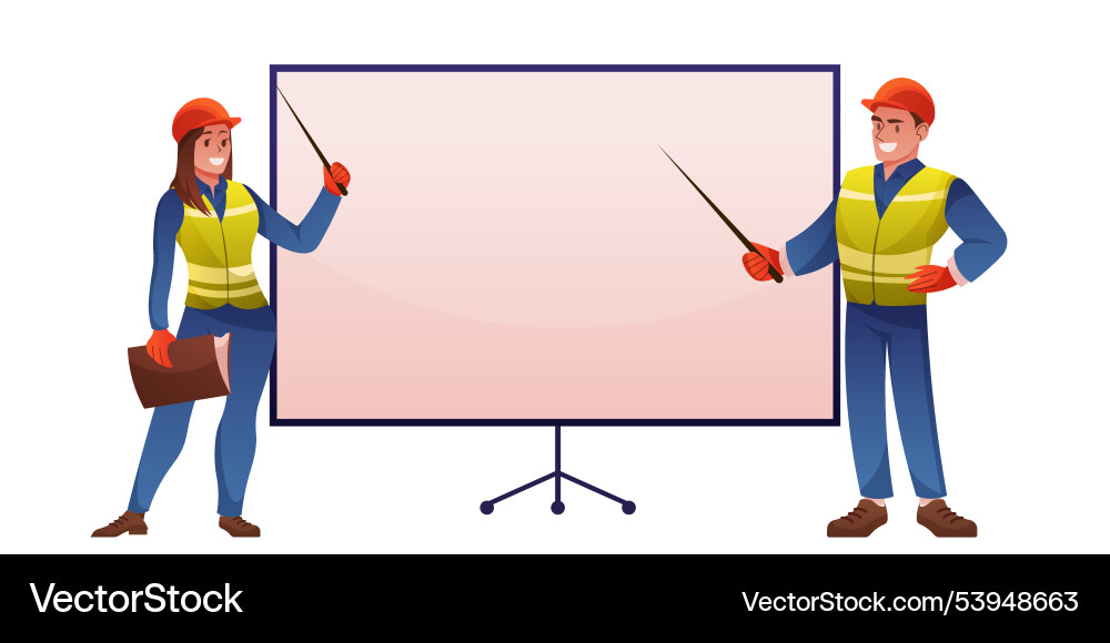 Work safety man and woman worker in danger Work safety man and woman worker in danger vector image