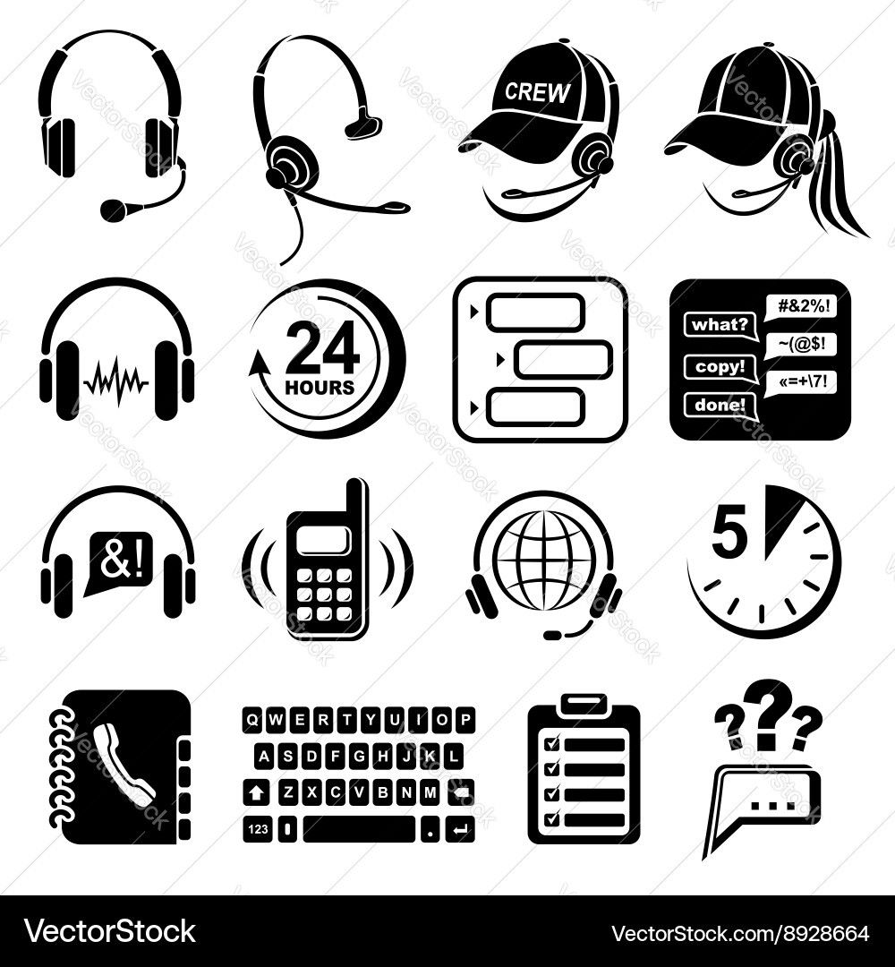 Call center icons set simple style vector image