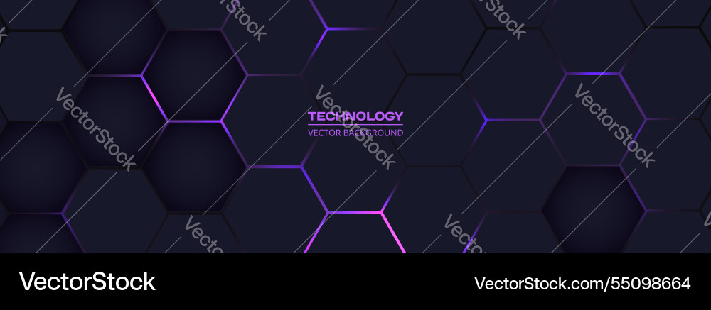 Dark Hexagonal Tech Background vector image