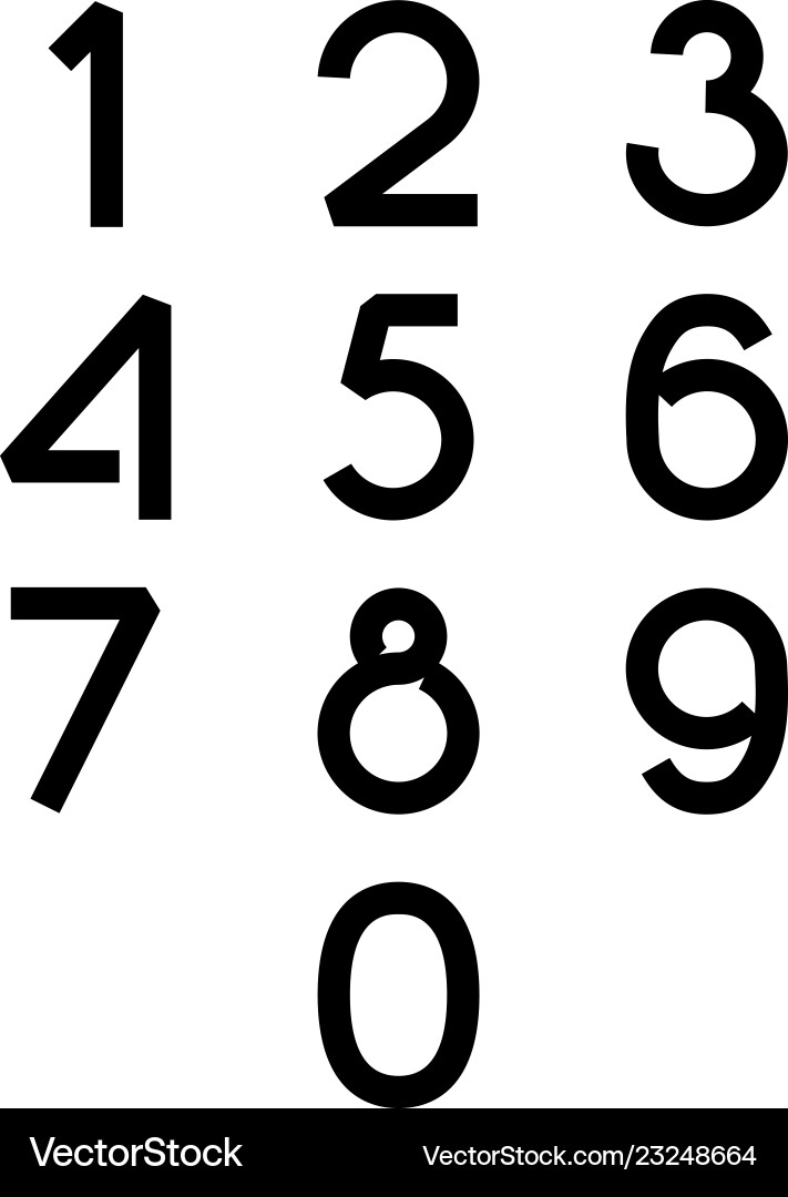 Numbers font black set from 0 to 9 on a white Vector Image
