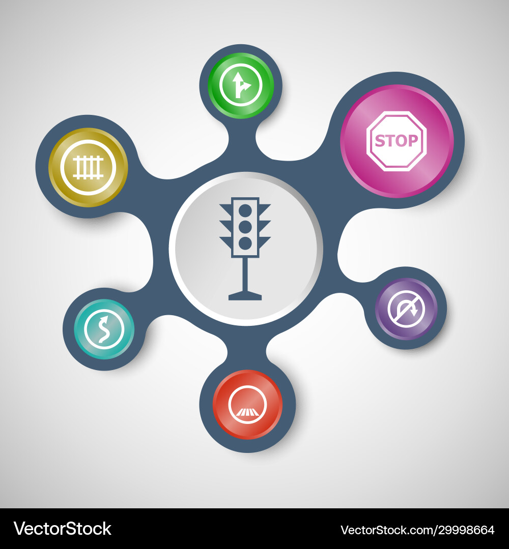 Road sign infographic templates with connected Road sign infographic templates with connected vector image