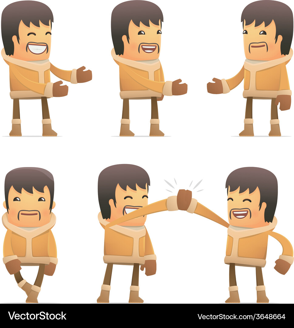 Set of eskimo character in different poses Vector Image