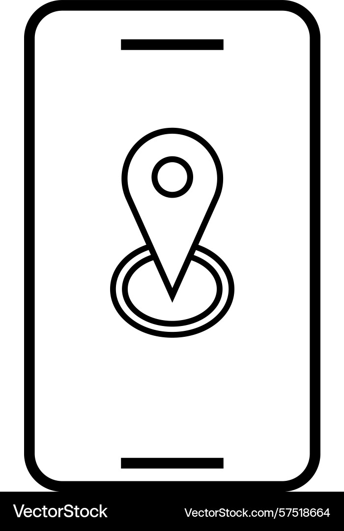 Simple line art icon of a smartphone displaying Vector Image