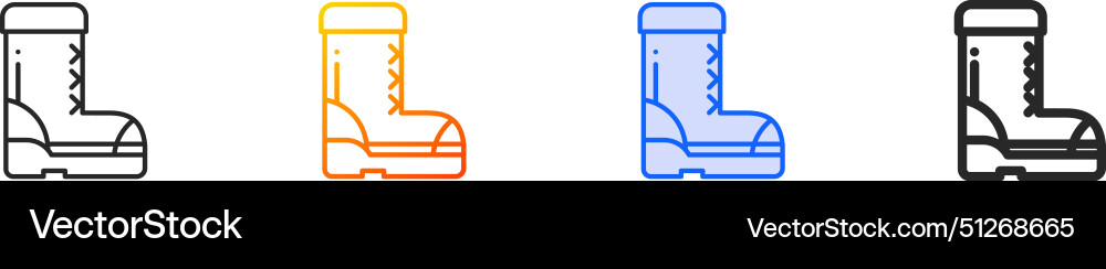 Boot iconthin linear gradient blue stroke Vector Image