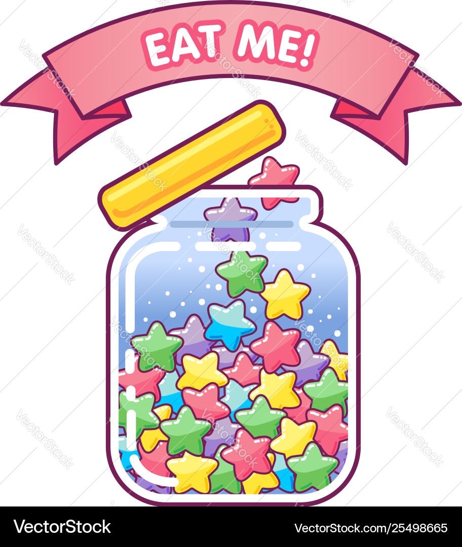 Eat me jar with cute star shapes candies Eat me jar with cute star shapes candies vector image