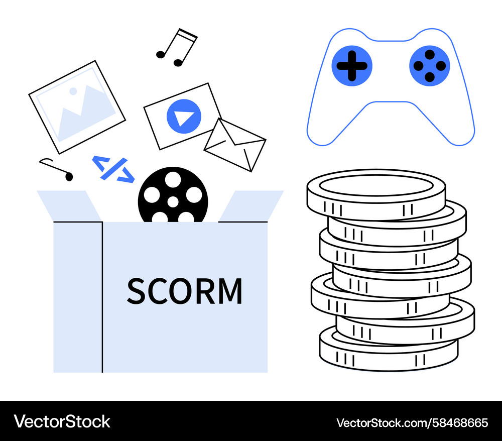 SCORM Box - Digital Learning & Media Vector Image