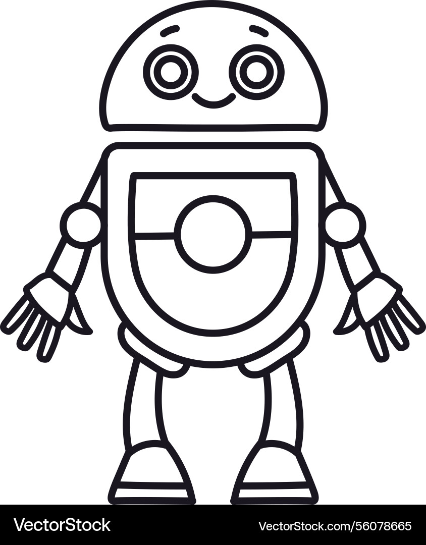 Smiling robot line drawing Smiling robot line drawing Vector Image