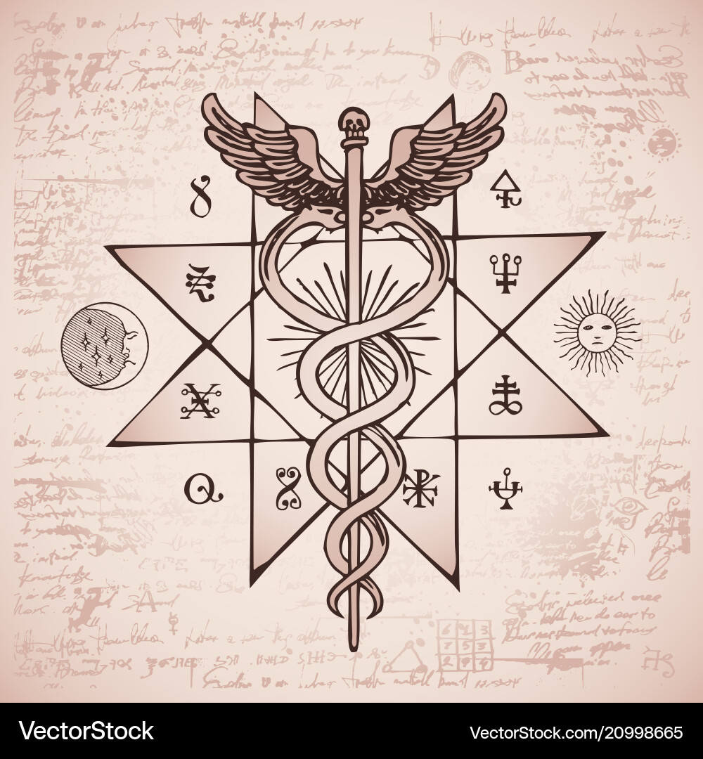 Staff of hermes with two snakes wings Staff of hermes with two snakes wings vector image