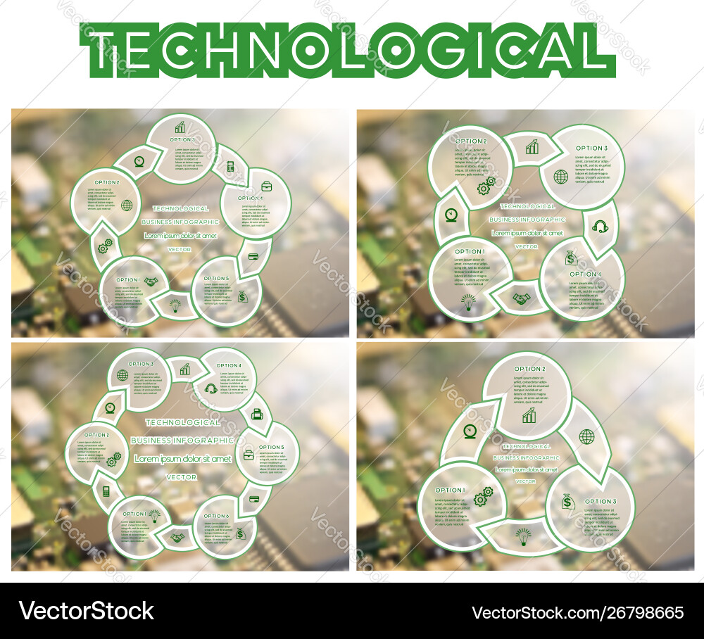 Technological cyclic process with text areas 3 4 Vector Image