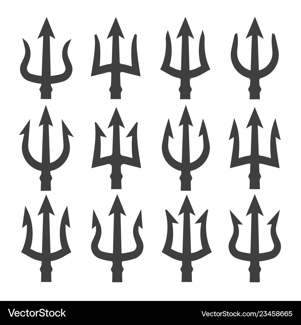 Trident Icon Set - Mythological vector image