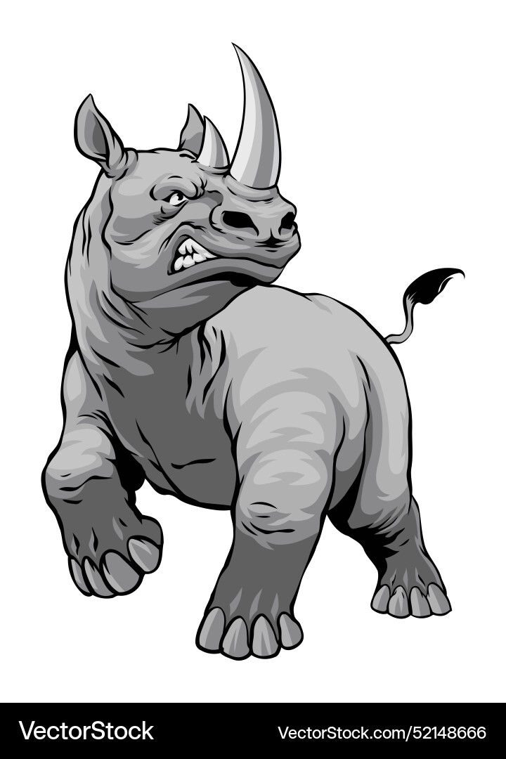 Angry african rhino vintage Angry african rhino vintage vektorbild