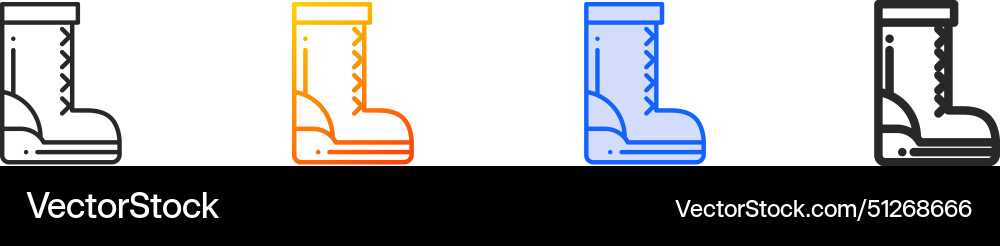 Boot iconthin linear gradient blue stroke Boot iconthin linear gradient blue stroke vector image