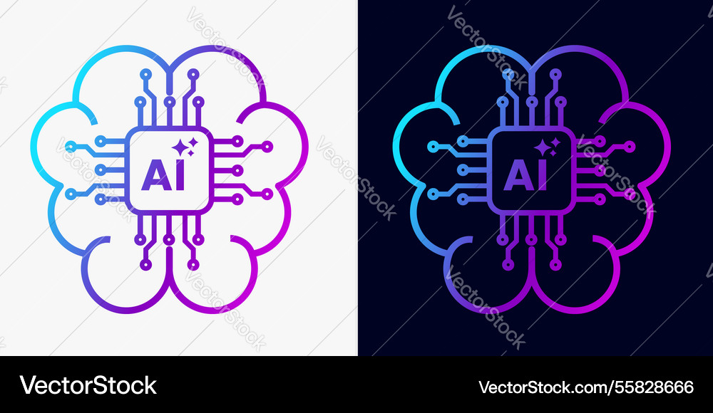 Brain artificial intelligence icons ai Royalty Free Vector