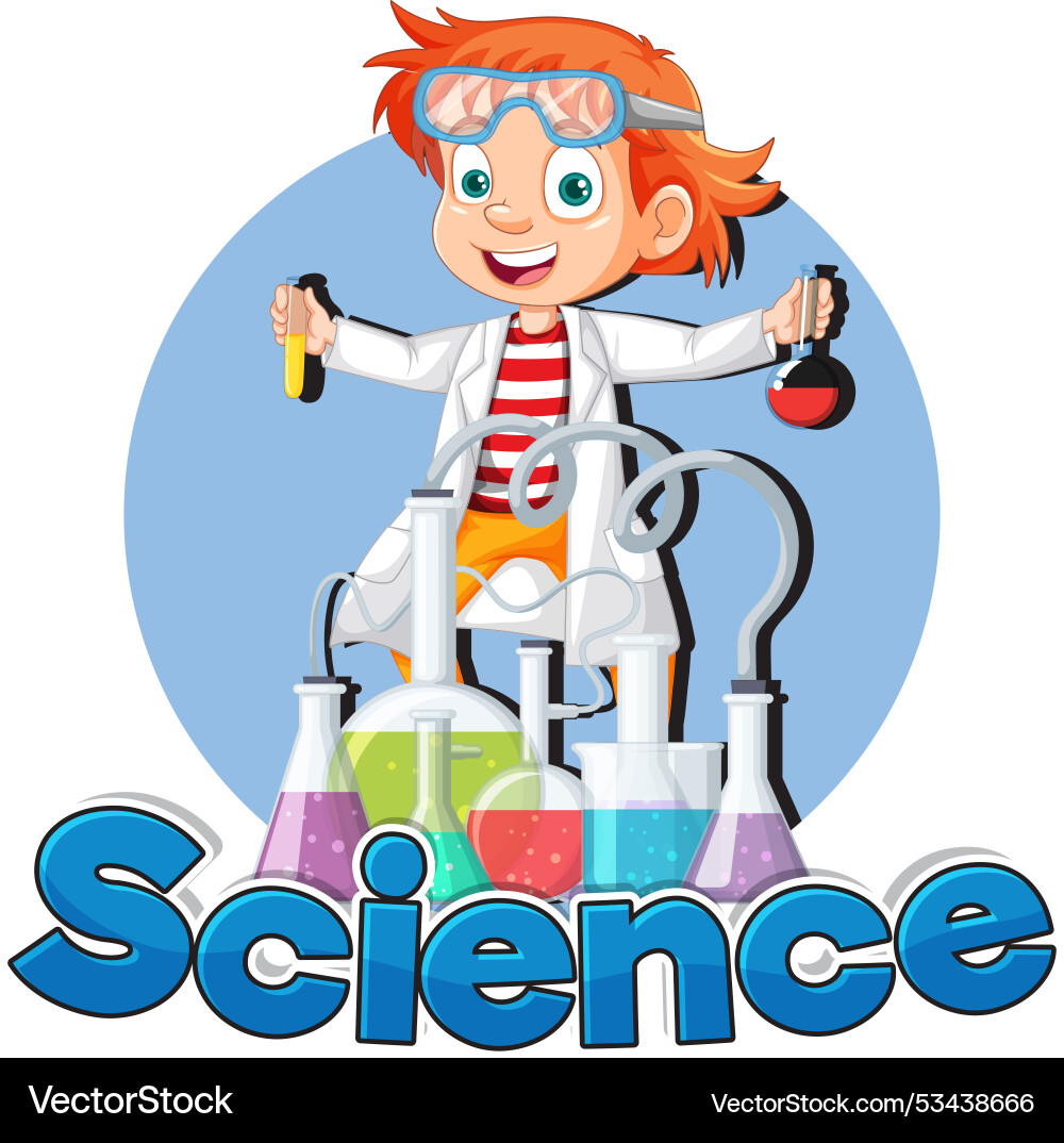Child experimenting with colorful lab equipment Child experimenting with colorful lab equipment vector image