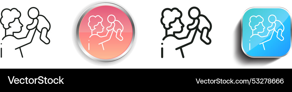 Dad icon thin linear regular and button style vector image