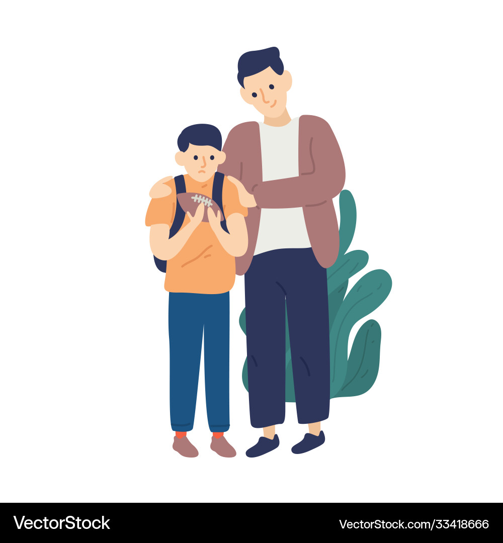Father hug and support son having fail playing Vector Image