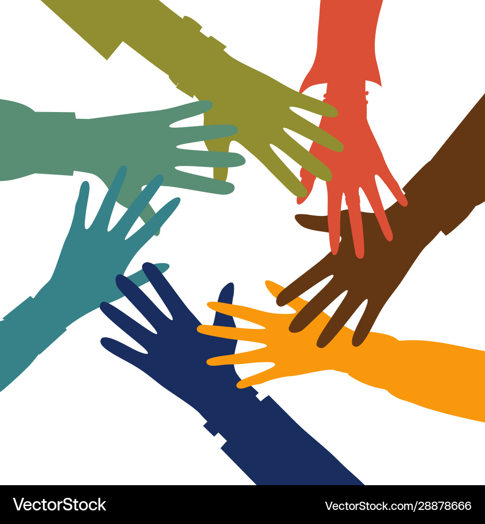Friends with Stacked Hands - Unity Vector Image