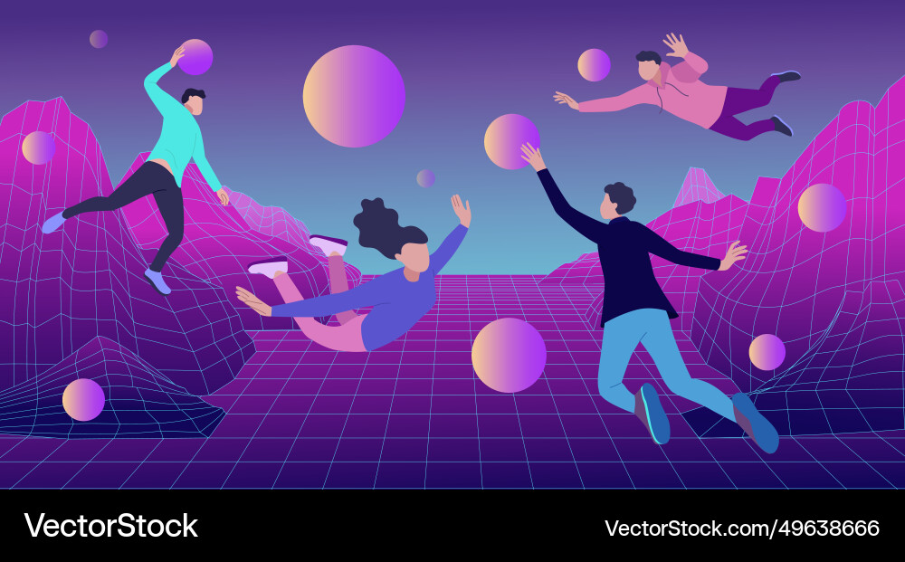 Metaverse meta vr future game 3d online media Vector Image