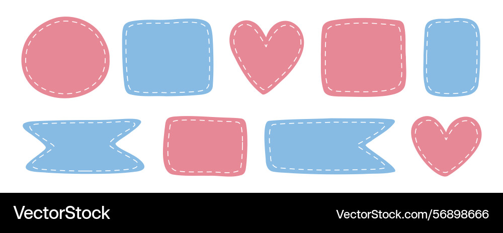 Patches different shapes with dotted line set Patches different shapes with dotted line set Vector Image