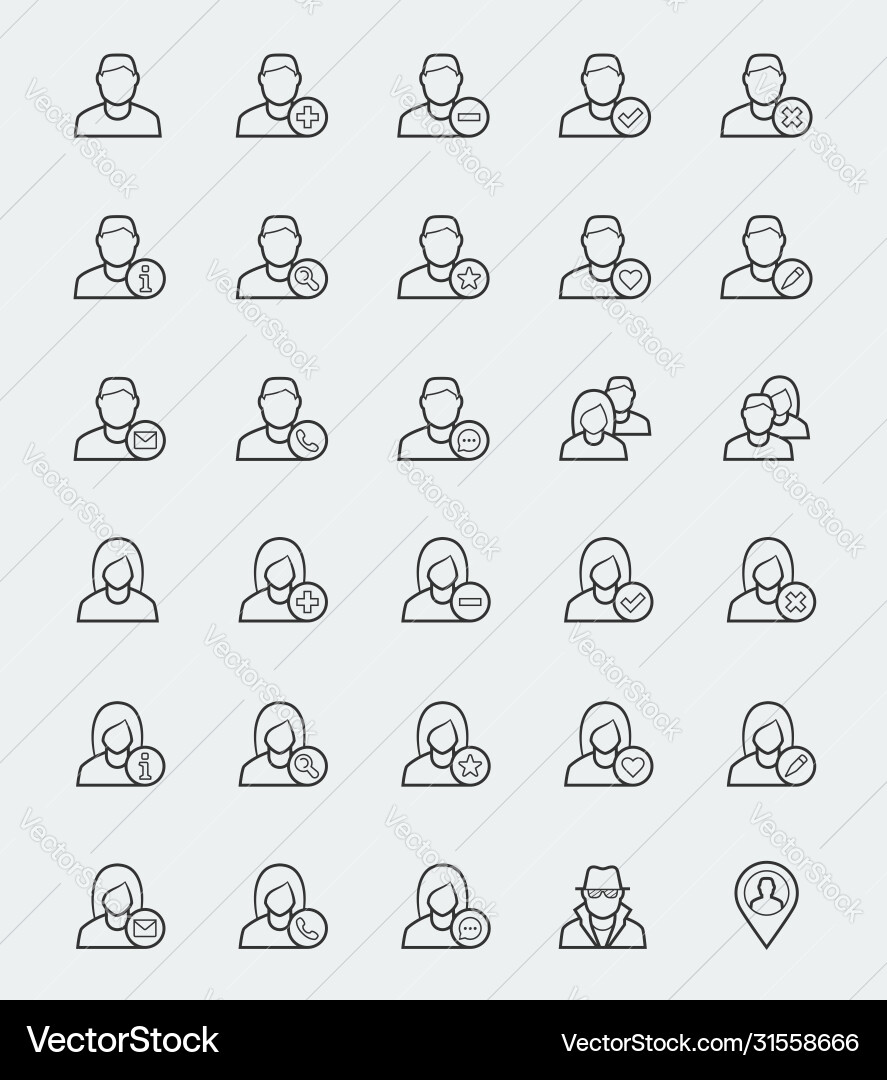 User icons for web and apps in outline style User icons for web and apps in outline style Vector Image