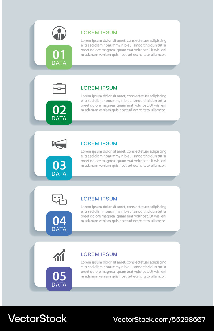 5 data infographics rectangle tab layout template Vector Image