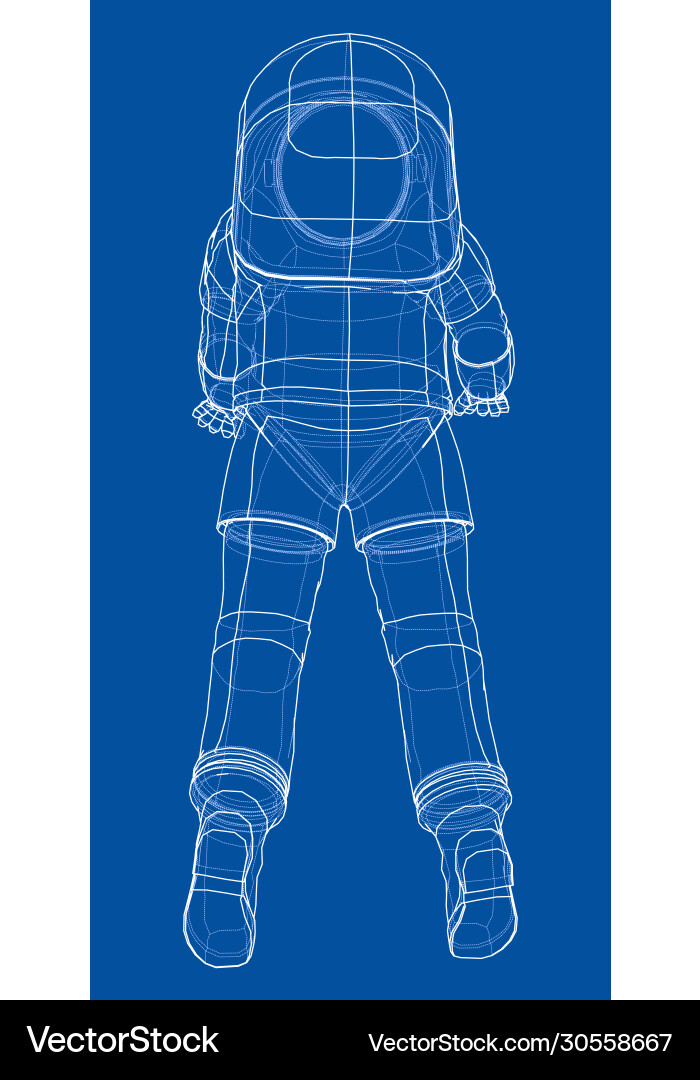 Astronaut in Space - Wireframe Render Vector Image