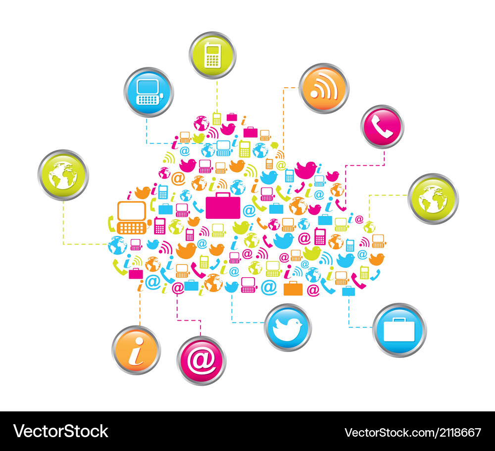 Cloud computing with icons isolated Vector Image