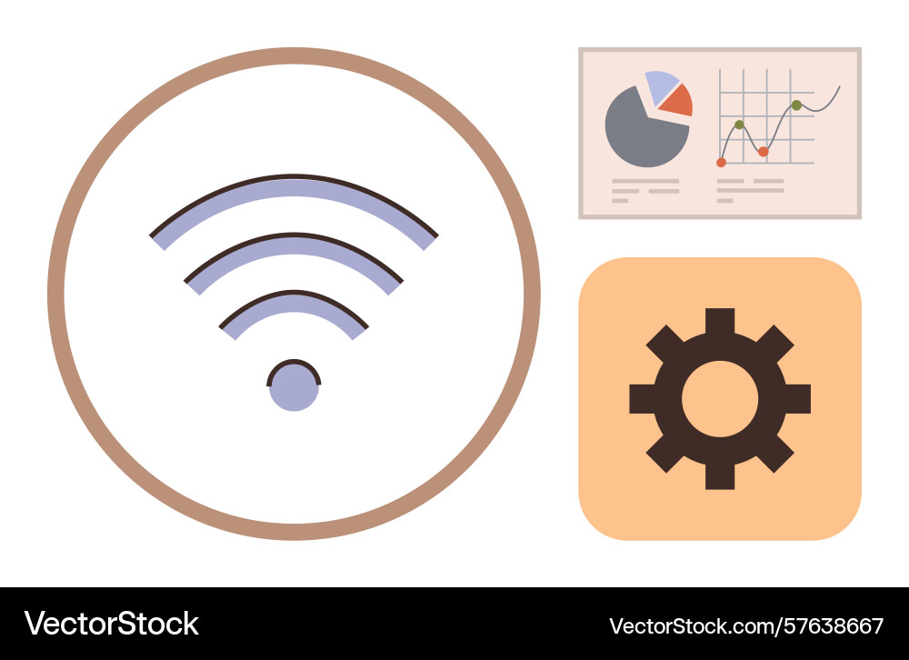 Efficient data transmission highlighting wireless Vector Image