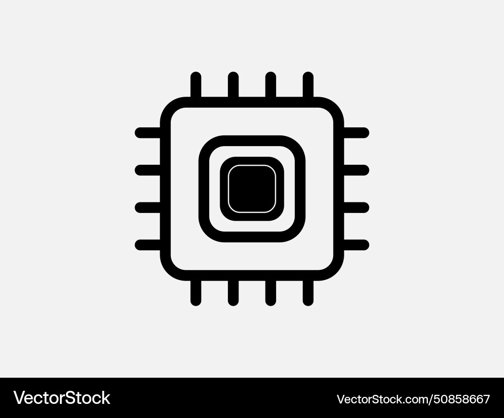 Hardware thin line icon processor cpu pixel Hardware thin line icon processor cpu pixel vector image