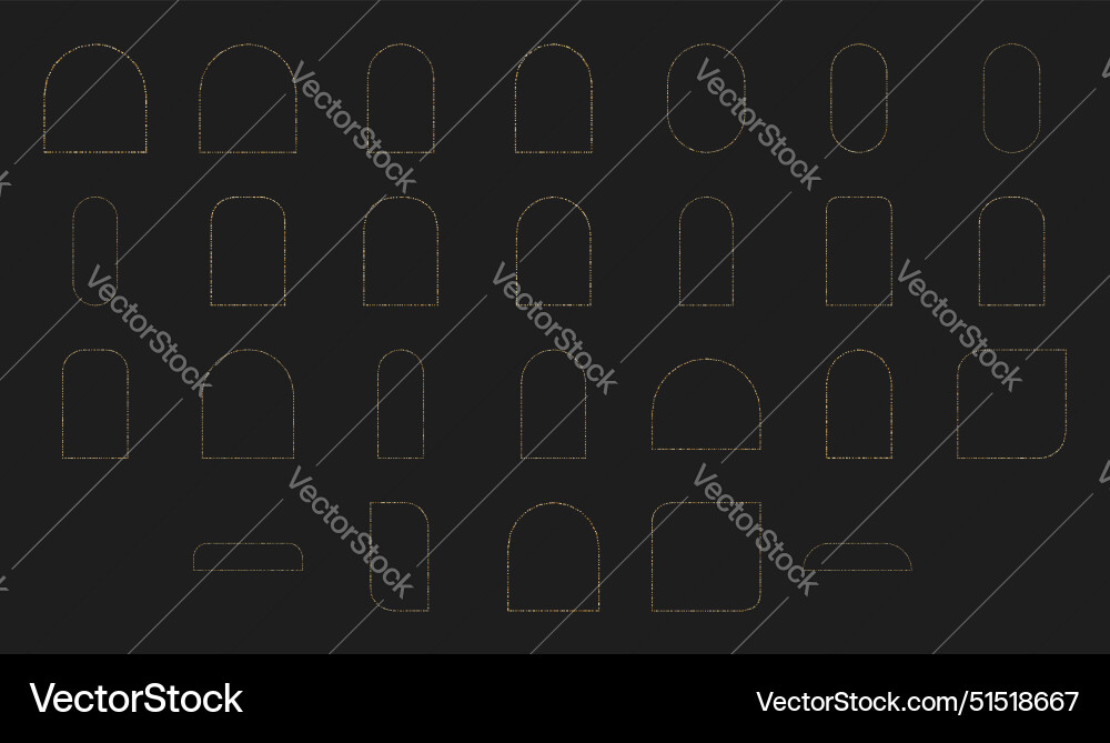 Modern abstract minimal dotted arc shape set Modern abstract minimal dotted arc shape set Vector Image