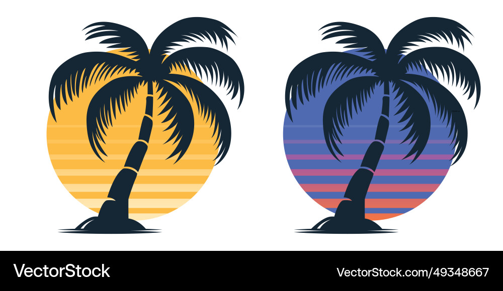 Palm trees tree icon set isolated Palm trees tree icon set isolated vector image