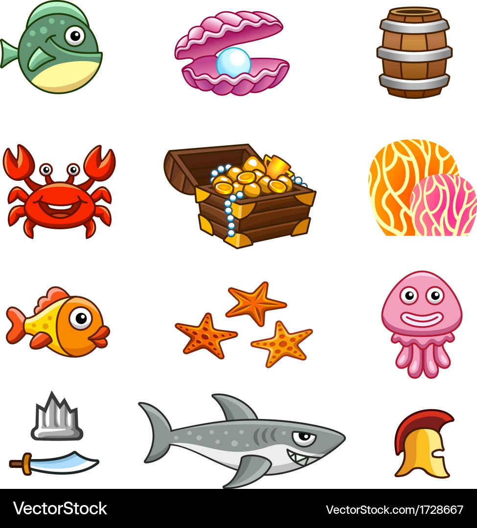 Underwater Objects Collection vector image