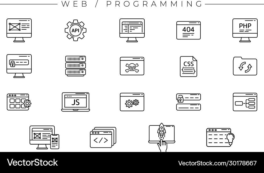 Web & Programming Icons vector image