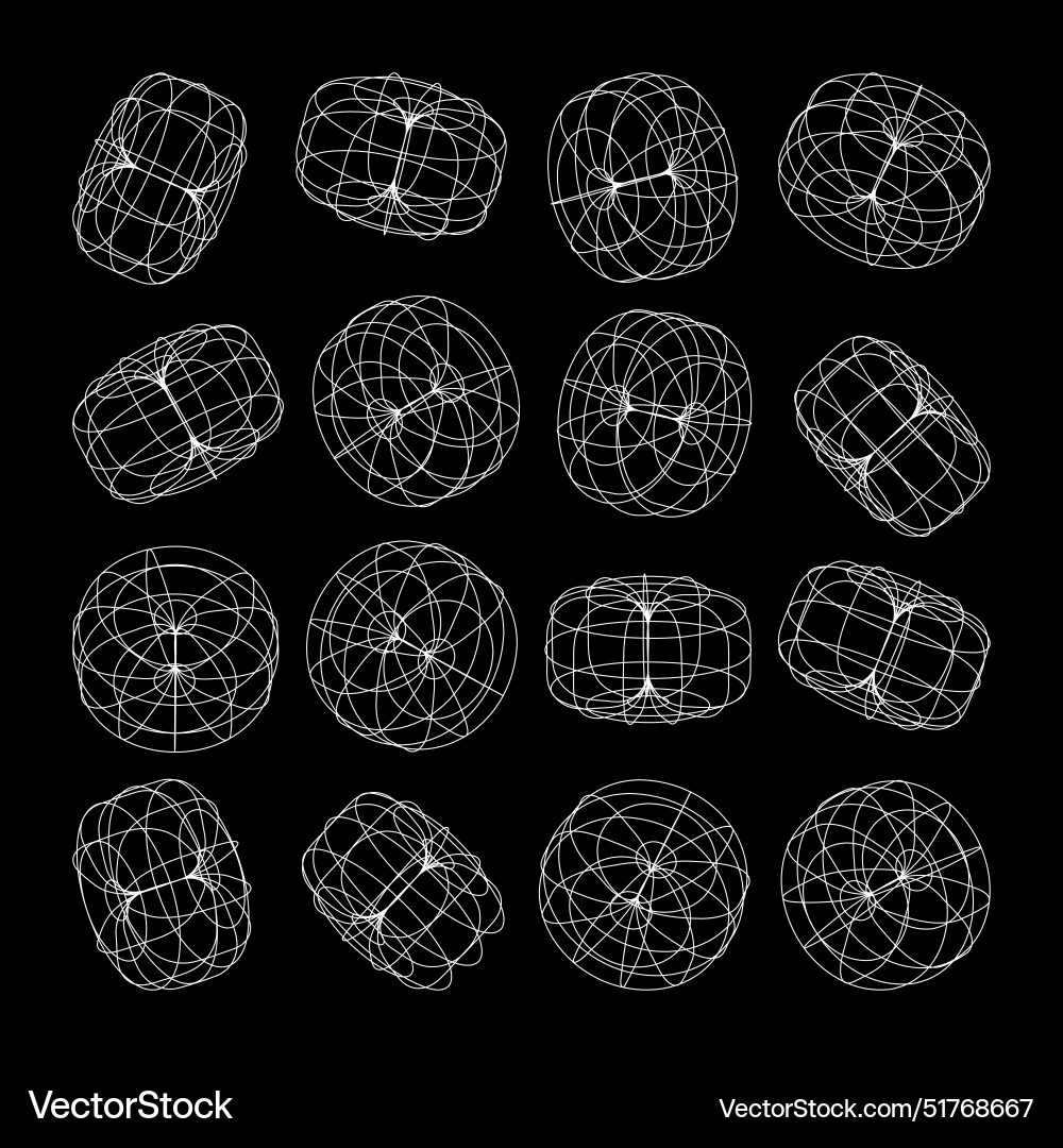 Wireframe lined shapes perspective mesh 3d grid Wireframe lined shapes perspective mesh 3d grid Vector Image