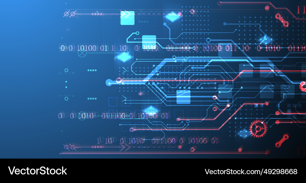 Abstract circuit board on gradient color vector image