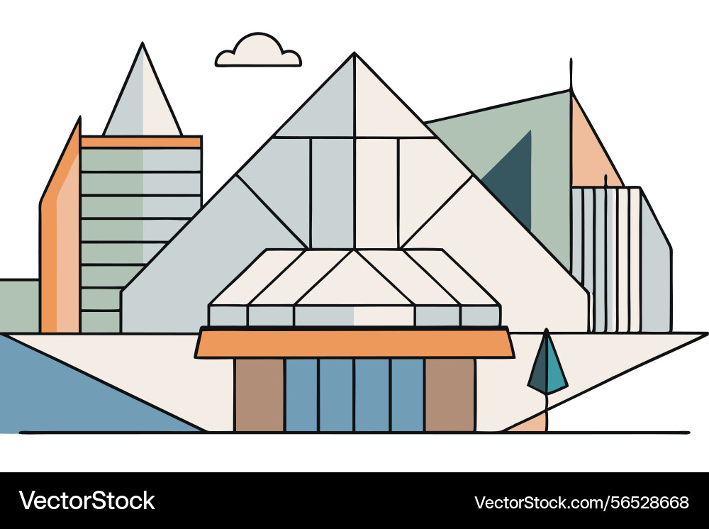 Abstract geometric architectural design featuring Vector Image