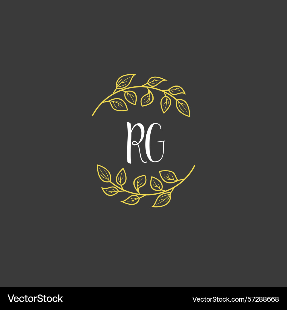 Botanical monogram logos with initial rg Botanical monogram logos with initial rg Vector Image