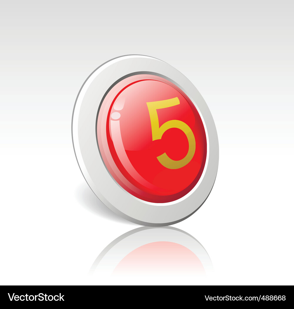 Button with the number 5 Vector Image