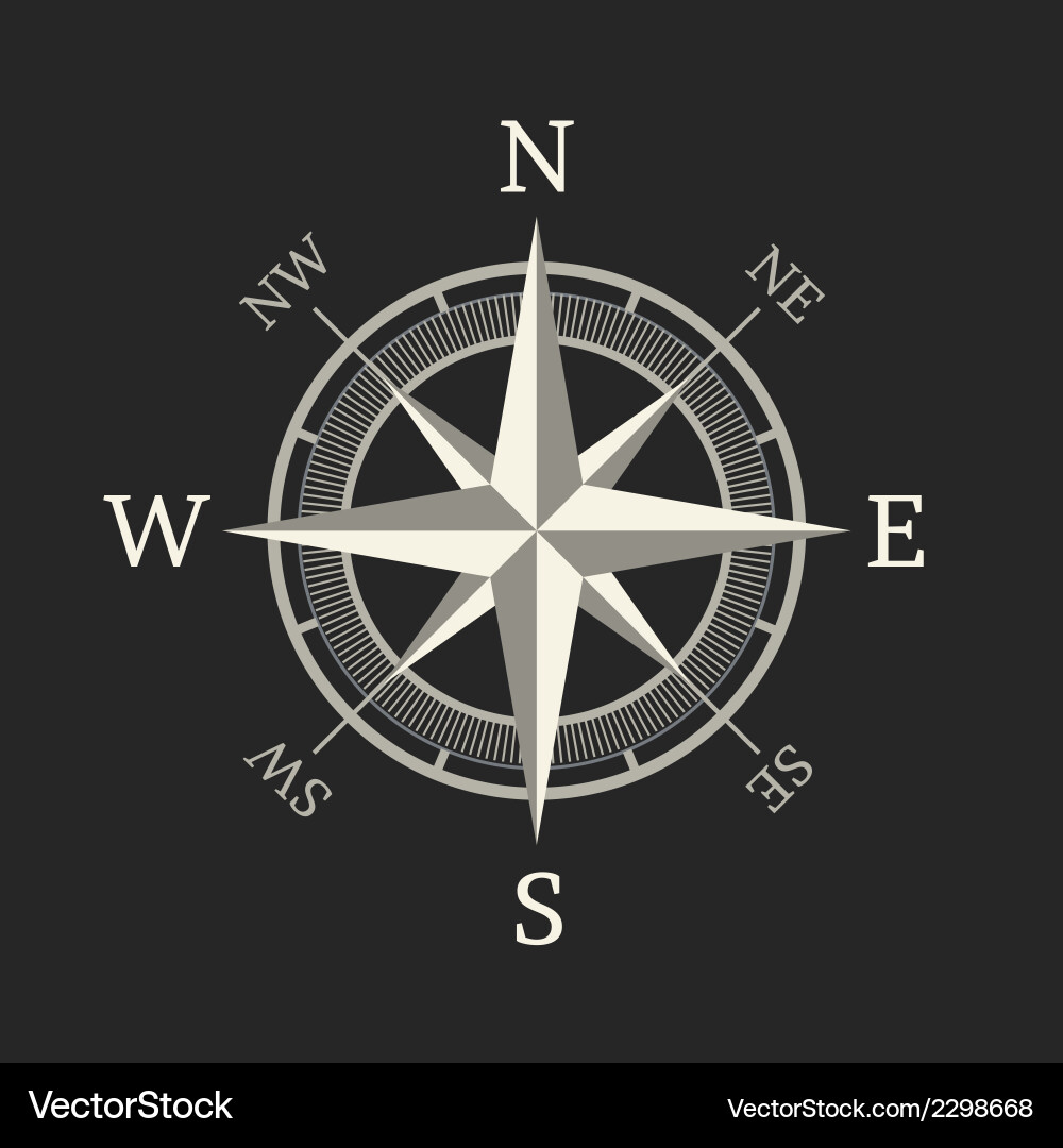 Isolated Compass Icon on Dark Background vector image