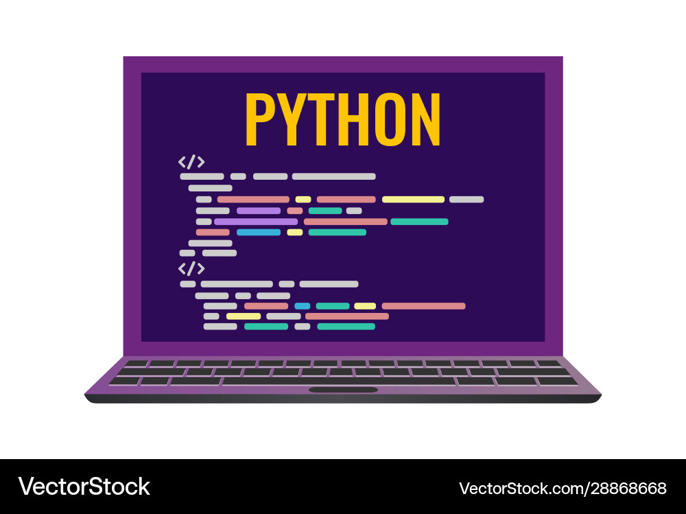 Laptop mit Code-Computersprache python Laptop mit Code-Computersprache python vektorbild