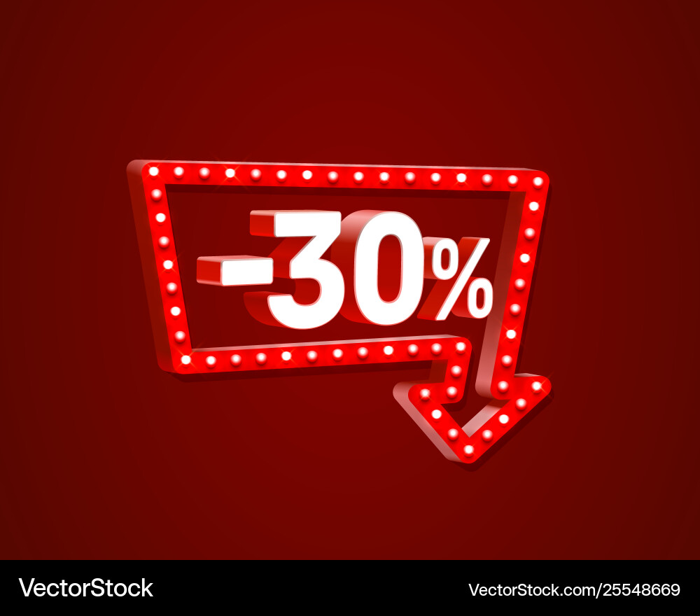 Banner 30 off mit Aktienrabatt Prozent Neon Banner 30 off mit Aktienrabatt Prozent Neon vektorbild