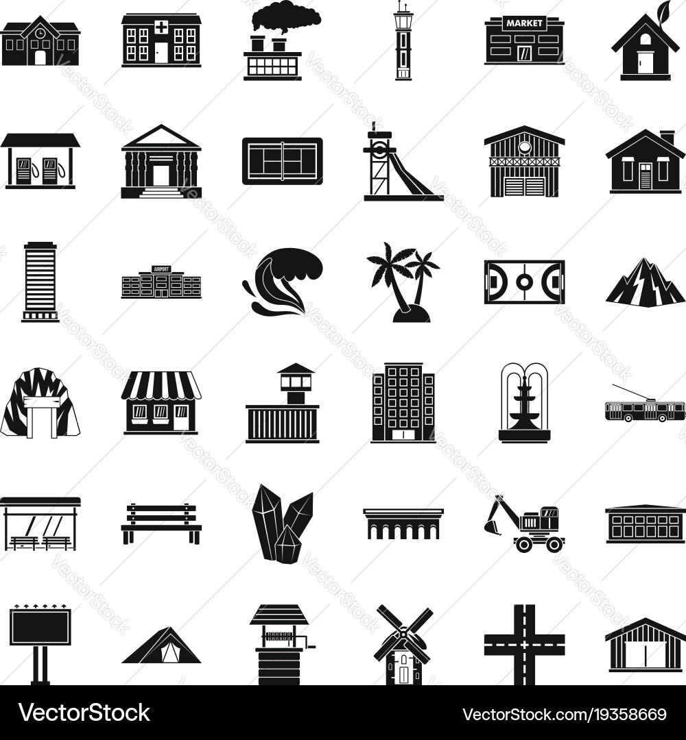 Bridge icons set simple style Vector Image