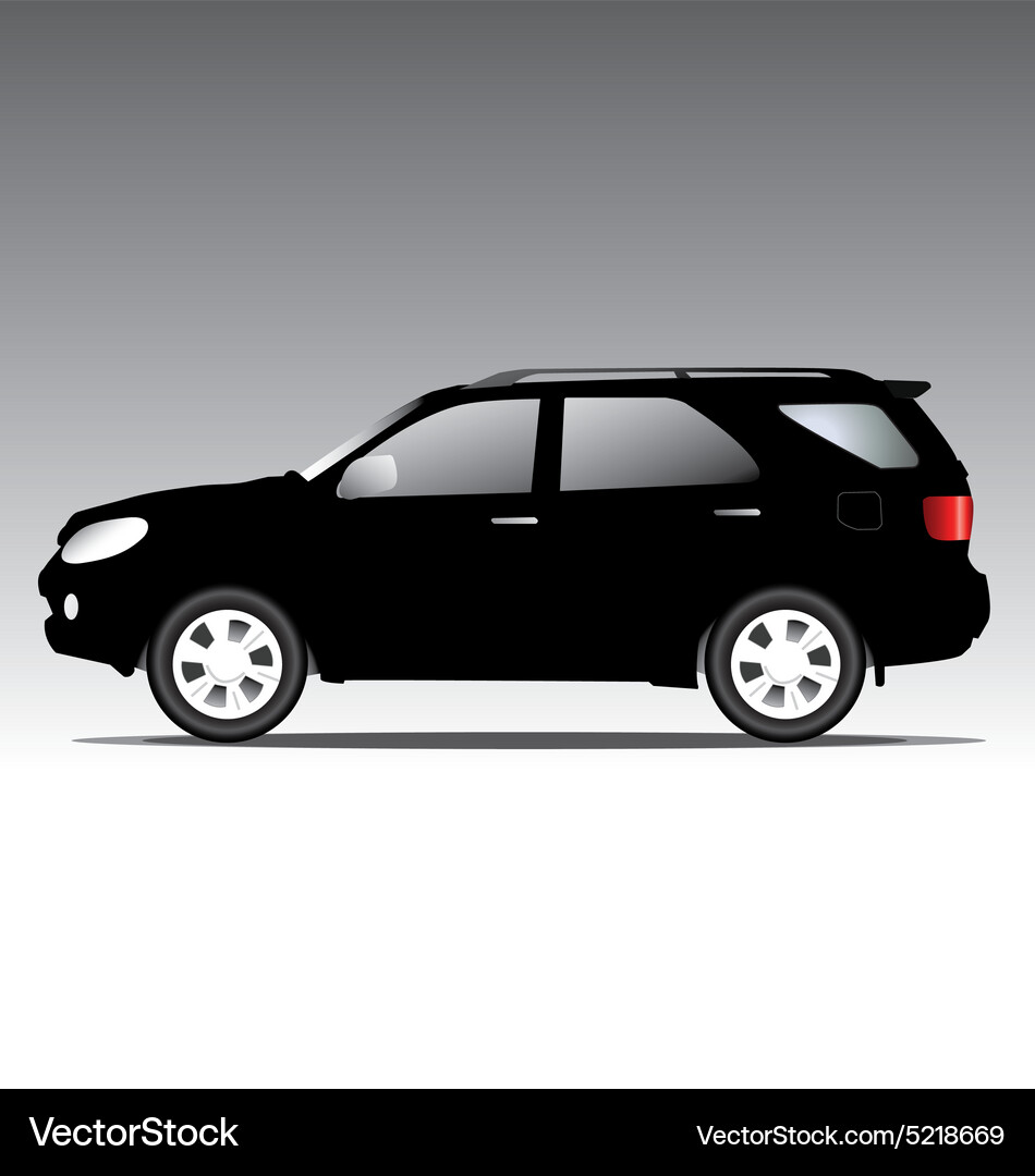 Modern Black SUV Isolated on Black Background Vector Image