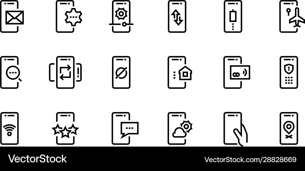 Phone line icons mobile device notification Phone line icons mobile device notification vector image