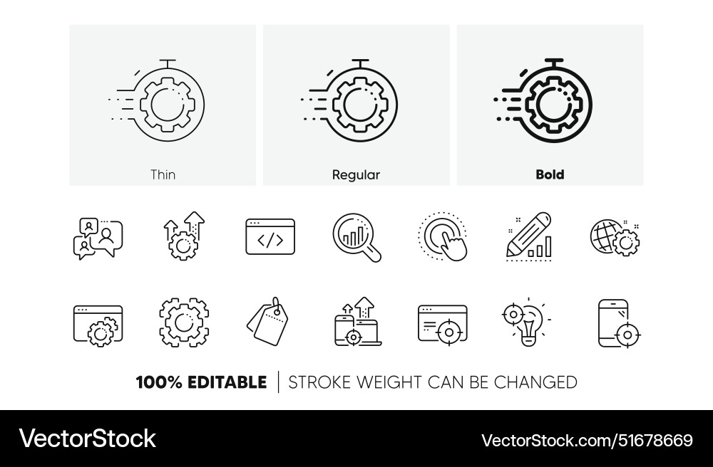 Seo line icons website stats target and increase Vector Image