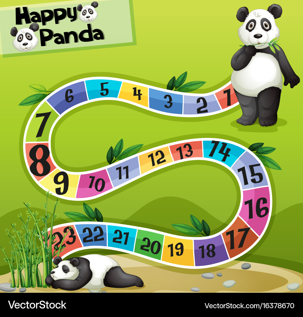 Boardgame template with two pandas in park vector image